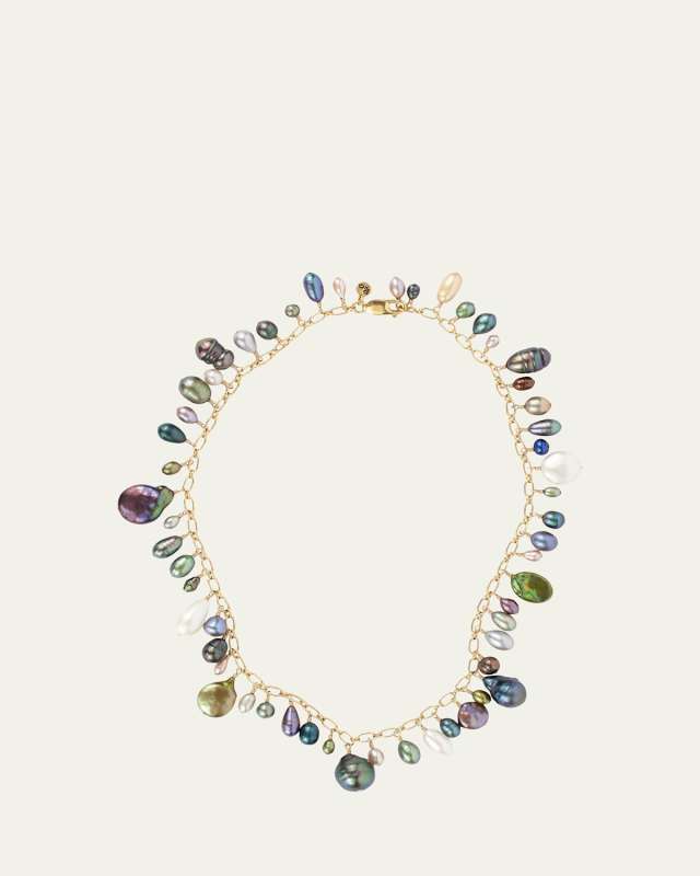 Multi Compost Necklace with Pearls, 18"L